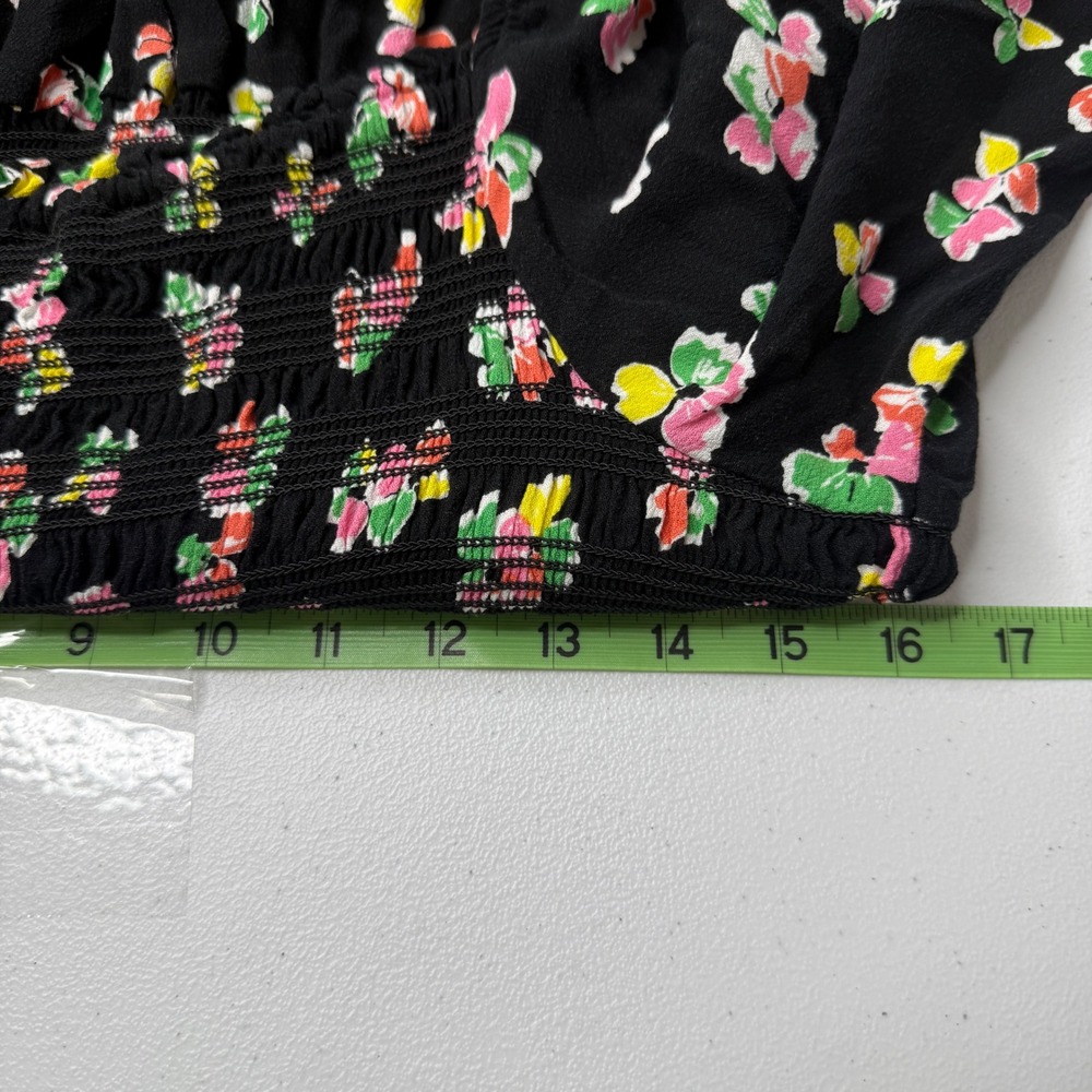 Scoop Floral Smocked Midi Dress Womens XL Black Multi Cottagecore Romantic - Picture 9 of 11